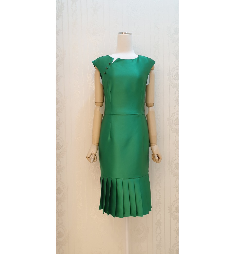 Emerald Silk Sassy Dress
